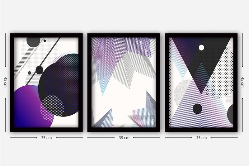 Dekorativ inramad målning 3-Delar 35x45 cm - Flerfärgad - Inredning - Tavlor & posters - Canvastavla