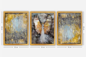 Dekorativ inramad målning 3-Delar 35x45 cm - Flerfärgad - Inredning - Tavlor & posters - Canvastavla