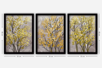 Dekorativ inramad målning 3-Delar 35x45 cm - Flerfärgad - Inredning - Tavlor & posters - Canvastavla