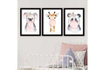 Dekorativ inramad målning 3-Delar 35x45 cm - Flerfärgad - Inredning - Tavlor & posters - Canvastavla