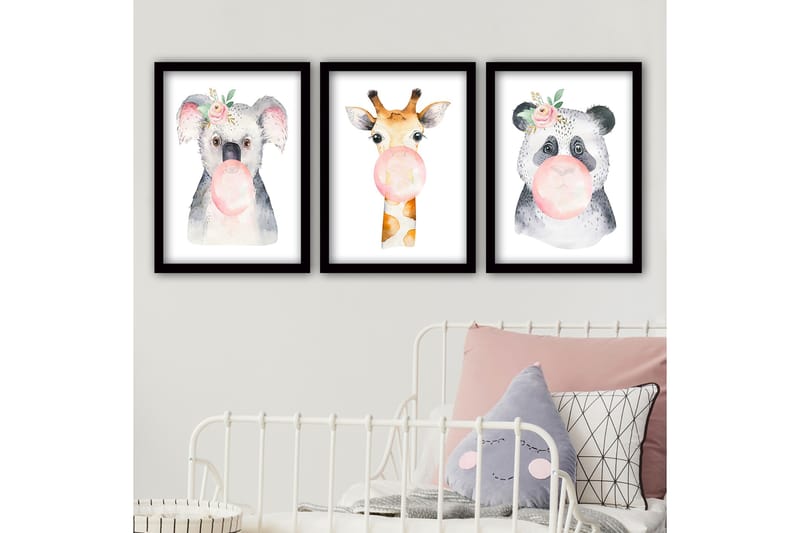 Dekorativ inramad målning 3-Delar 35x45 cm, Flerfärgad