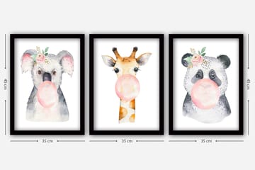 Dekorativ inramad målning 3-Delar 35x45 cm - Flerfärgad - Inredning - Tavlor & posters - Canvastavla