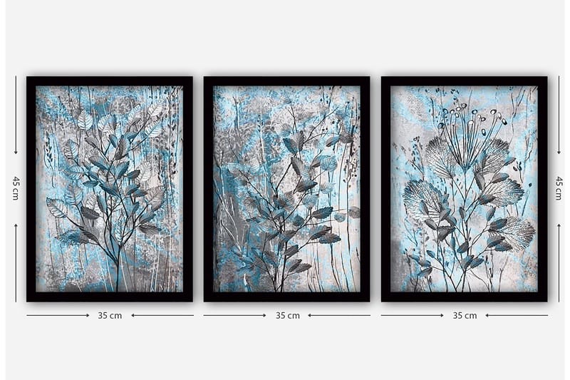 Dekorativ inramad målning 3-Delar 35x45 cm - Flerfärgad - Inredning - Tavlor & posters - Canvastavla