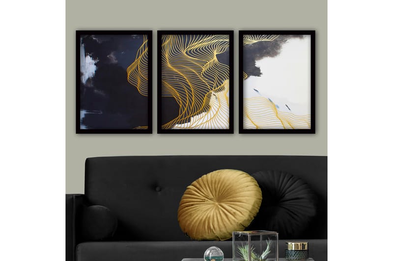 Dekorativ inramad målning 3-Delar 35x45 cm - Flerfärgad - Inredning - Tavlor & posters - Canvastavla