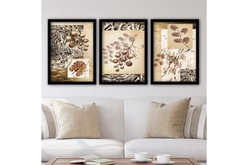 Dekorativ inramad målning 3-Delar 35x45 cm - Flerfärgad - Inredning - Tavlor & posters - Canvastavla