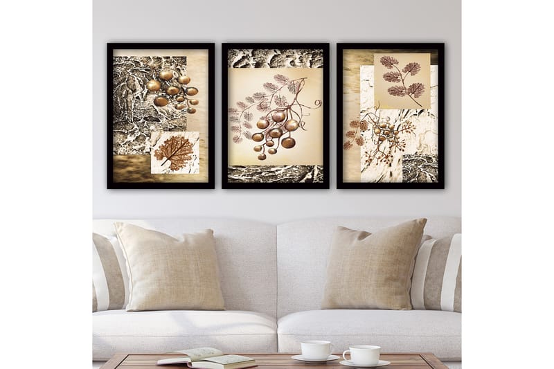 Dekorativ inramad målning 3-Delar 35x45 cm - Flerfärgad - Inredning - Tavlor & posters - Canvastavla