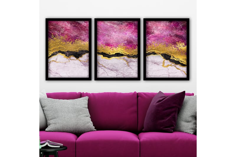 Dekorativ inramad målning 3-Delar 35x45 cm - Flerfärgad - Inredning - Tavlor & posters - Canvastavla