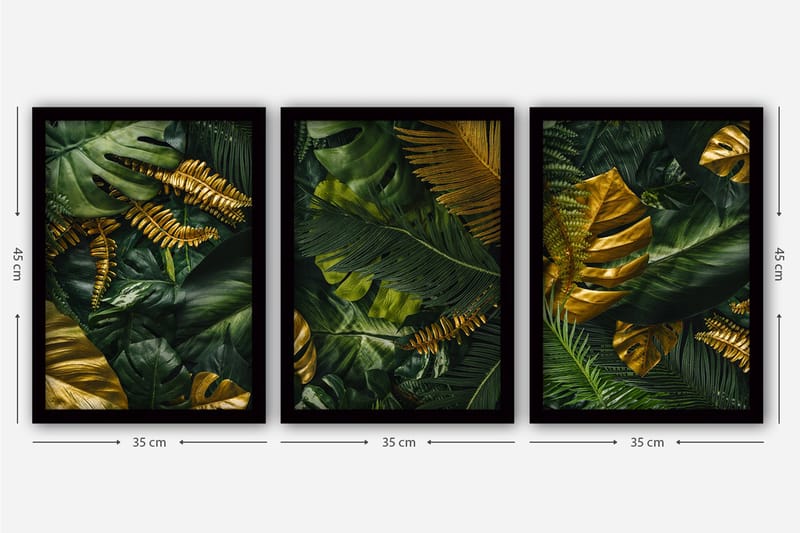Dekorativ inramad målning 3-Delar 35x45 cm - Flerfärgad - Inredning - Tavlor & posters - Canvastavla