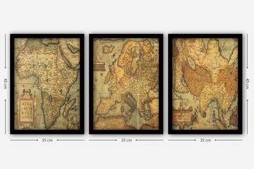 Dekorativ inramad målning 3-Delar 35x45 cm - Flerfärgad - Inredning - Tavlor & posters - Canvastavla