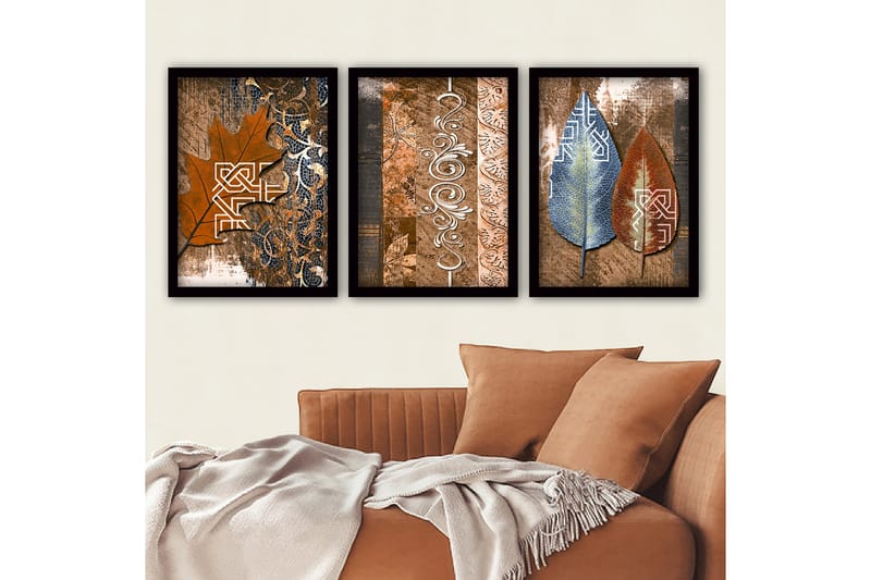 Dekorativ inramad målning 3-Delar 35x45 cm - Flerfärgad - Inredning - Tavlor & posters - Canvastavla