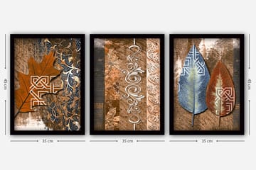 Dekorativ inramad målning 3-Delar 35x45 cm - Flerfärgad - Inredning - Tavlor & posters - Canvastavla