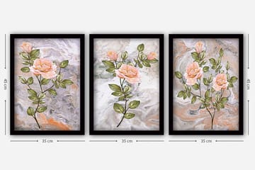 Dekorativ inramad målning 3-Delar 35x45 cm - Flerfärgad - Inredning - Tavlor & posters - Canvastavla