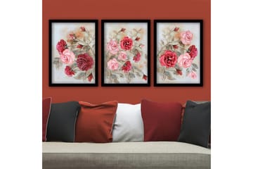 Dekorativ inramad målning 3-Delar 35x45 cm - Flerfärgad - Inredning - Tavlor & posters - Canvastavla