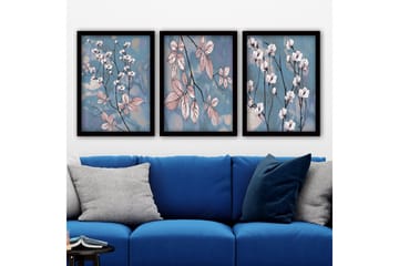 Dekorativ inramad målning 3-Delar 35x45 cm - Flerfärgad - Inredning - Tavlor & posters - Canvastavla