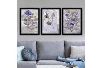 Dekorativ inramad målning 3-Delar 35x45 cm - Flerfärgad - Inredning - Tavlor & posters - Canvastavla