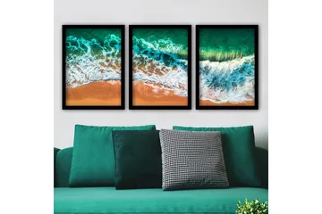 Dekorativ inramad målning 3-Delar 35x45 cm - Flerfärgad - Inredning - Tavlor & posters - Canvastavla