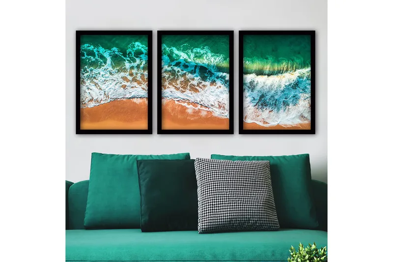 Dekorativ inramad målning 3-Delar 35x45 cm, Flerfärgad