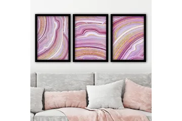 Dekorativ inramad målning 3-Delar 35x45 cm - Flerfärgad - Inredning - Tavlor & posters - Canvastavla