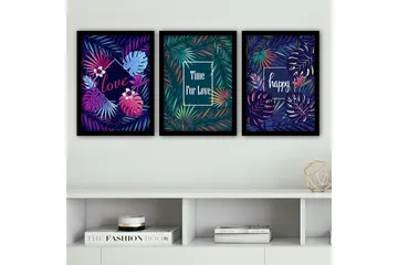 Dekorativ inramad målning 3-Delar 35x45 cm - Flerfärgad - Inredning - Tavlor & posters - Canvastavla