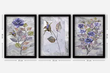 Dekorativ inramad målning 3-Delar 35x45 cm - Flerfärgad - Inredning - Tavlor & posters - Canvastavla