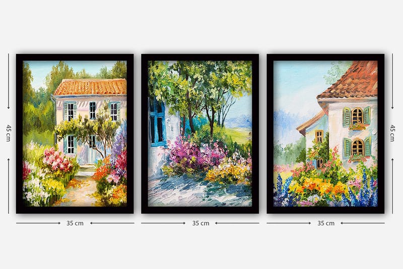 Dekorativ inramad målning 3-Delar 35x45 cm - Flerfärgad - Inredning - Tavlor & posters - Canvastavla