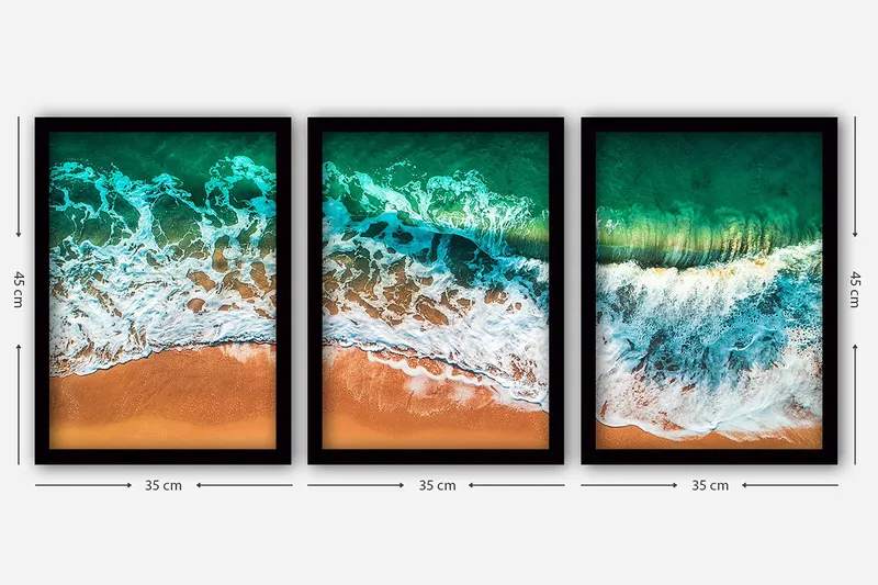 Dekorativ inramad målning 3-Delar 35x45 cm - Flerfärgad - Inredning - Tavlor & posters - Canvastavla