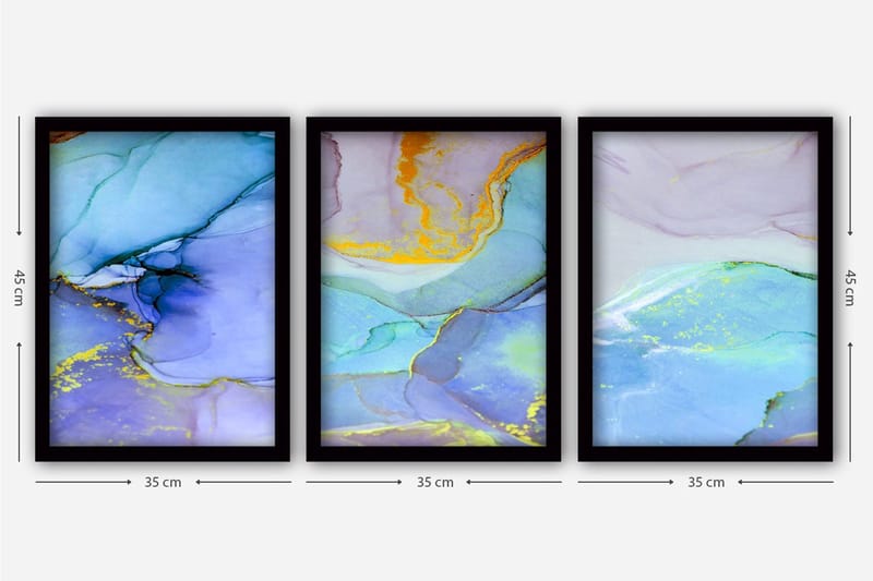Dekorativ inramad målning 3-Delar 35x45 cm - Flerfärgad - Inredning - Tavlor & posters - Canvastavla