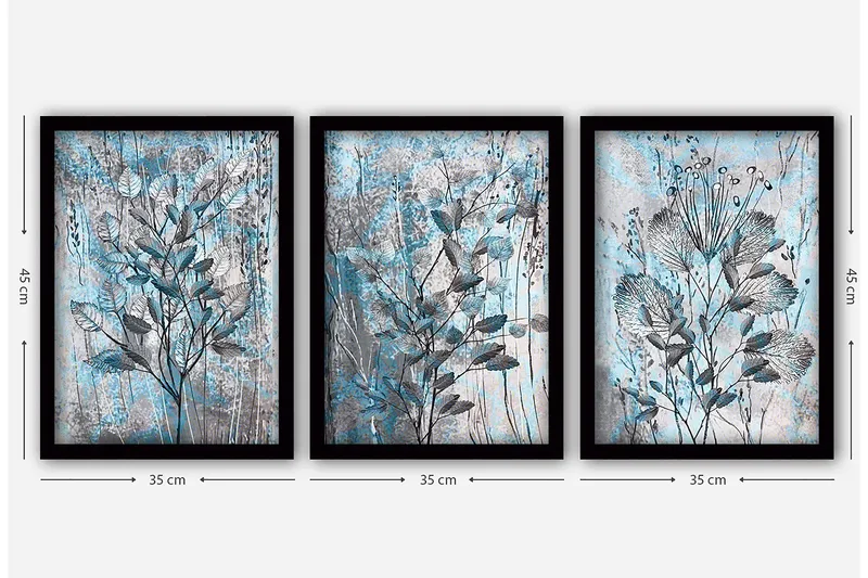 Dekorativ inramad målning 3-Delar 35x45 cm - Flerfärgad - Inredning - Tavlor & posters - Canvastavla