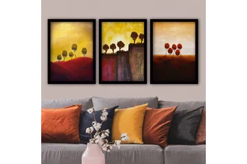 Dekorativ inramad målning 3-Delar 35x45 cm - Flerfärgad - Inredning - Tavlor & posters - Canvastavla