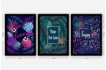 Dekorativ inramad målning 3-Delar 35x45 cm - Flerfärgad - Inredning - Tavlor & posters - Canvastavla