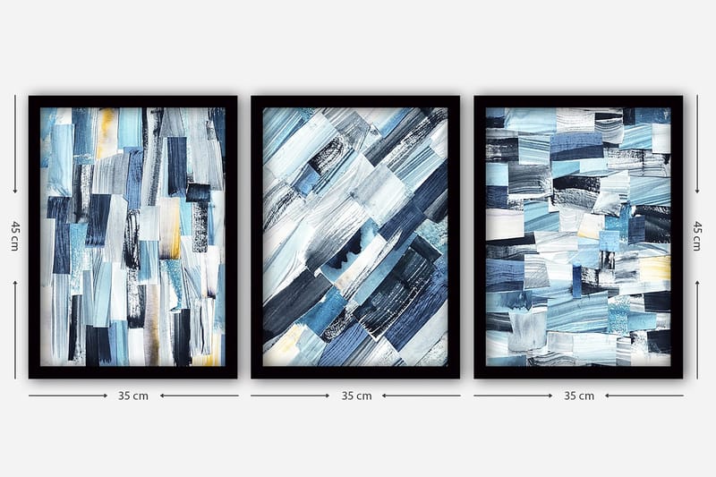 Dekorativ inramad målning 3-Delar 35x45 cm - Flerfärgad - Inredning - Tavlor & posters - Canvastavla