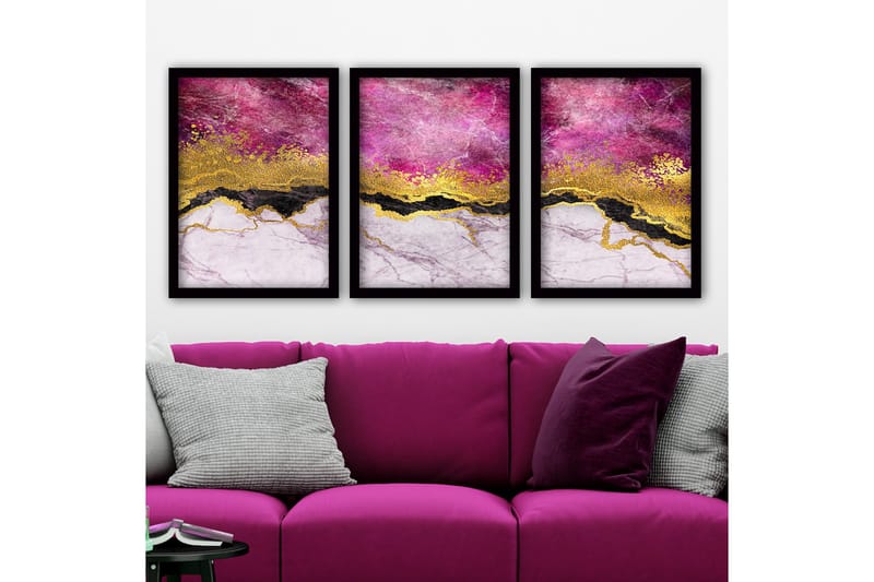 Dekorativ inramad målning 3-Delar 35x45 cm, Flerfärgad