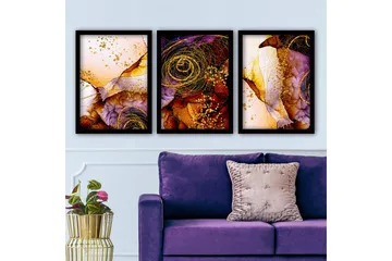 Dekorativ inramad målning 3-Delar 35x45 cm - Flerfärgad - Inredning - Tavlor & posters - Canvastavla