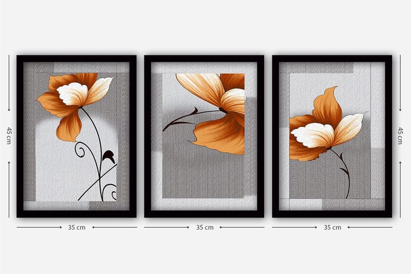 Dekorativ inramad målning 3-Delar 35x45 cm - Flerfärgad - Inredning - Tavlor & posters - Canvastavla