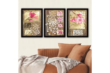 Dekorativ inramad målning 3-Delar 35x45 cm - Flerfärgad - Inredning - Tavlor & posters - Canvastavla