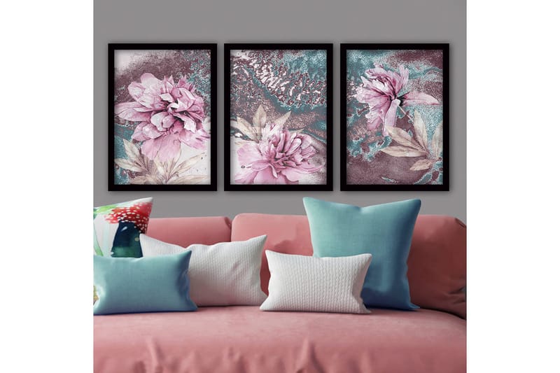 Dekorativ inramad målning 3-Delar 35x45 cm, Flerfärgad