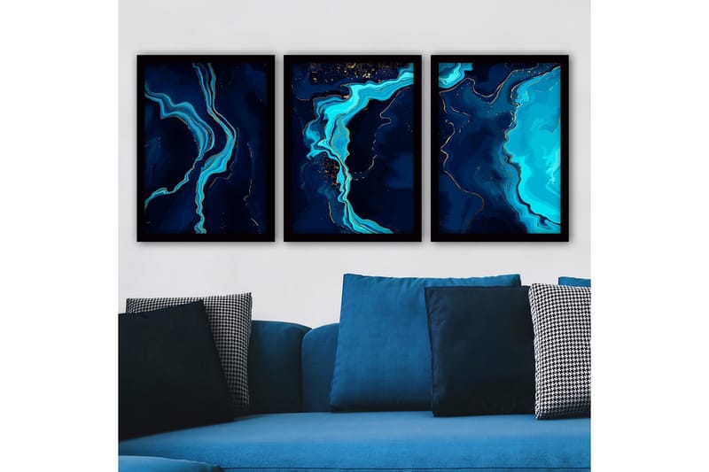 Dekorativ inramad målning 3-Delar 35x45 cm, Flerfärgad