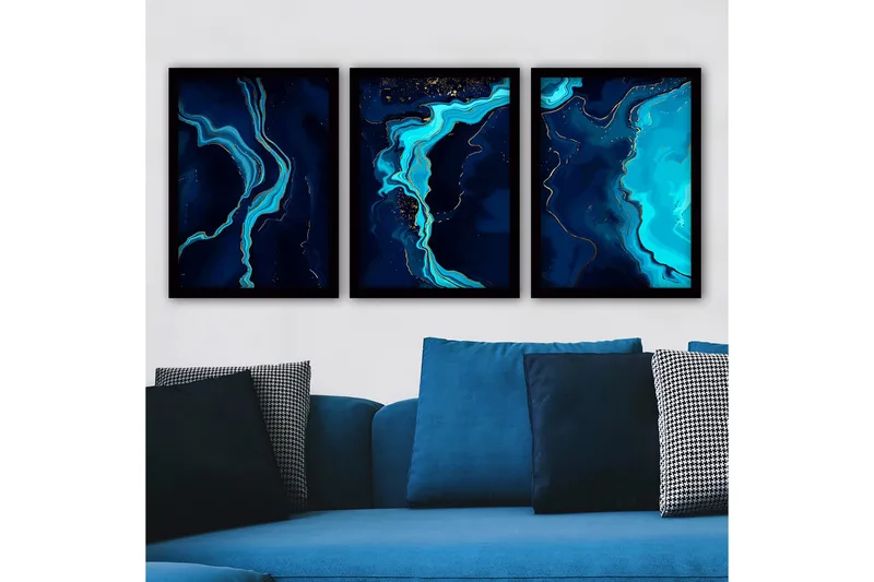 Dekorativ inramad målning 3-Delar 35x45 cm, Flerfärgad