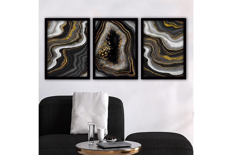 Dekorativ inramad målning 3-Delar 35x45 cm, Flerfärgad