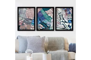 Dekorativ inramad målning 3-Delar 35x45 cm - Flerfärgad - Inredning - Tavlor & posters - Canvastavla