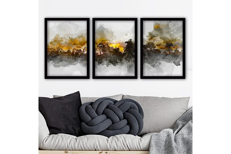 Dekorativ inramad målning 3-Delar 35x45 cm, Flerfärgad
