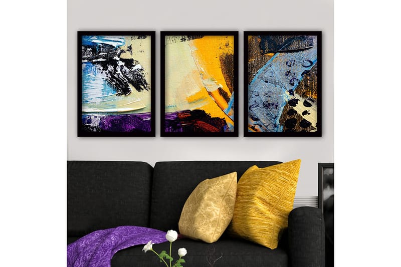 Dekorativ inramad målning 3-Delar 35x45 cm, Flerfärgad
