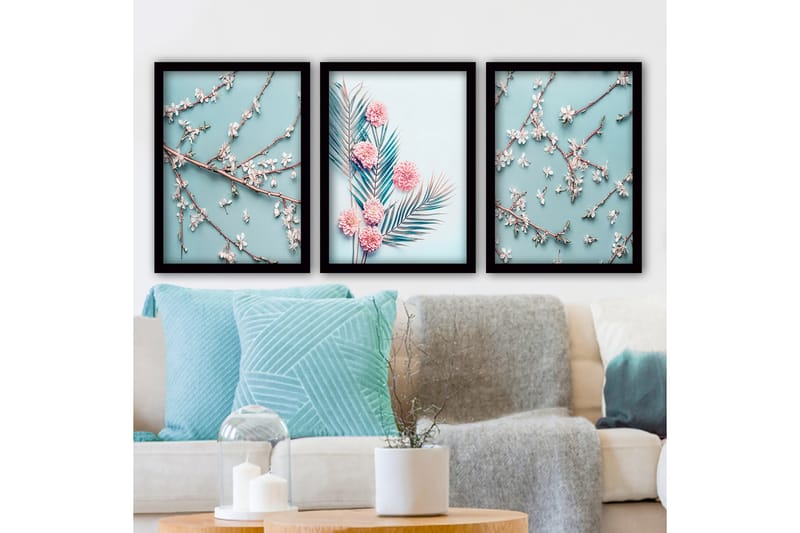 Dekorativ inramad målning 3-Delar 35x45 cm, Flerfärgad
