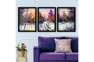 Dekorativ inramad målning 3-Delar 35x45 cm - Flerfärgad - Inredning - Tavlor & posters - Canvastavla