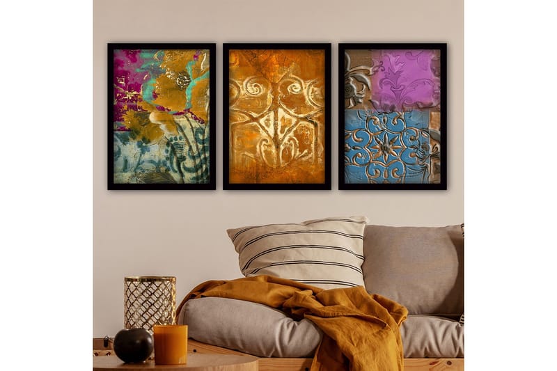Dekorativ inramad målning 3-Delar 35x45 cm, Flerfärgad