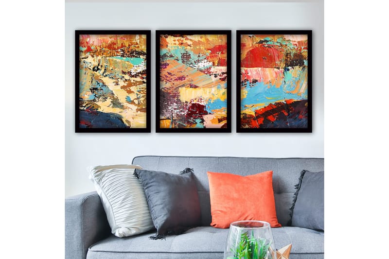 Dekorativ inramad målning 3-Delar 35x45 cm, Flerfärgad