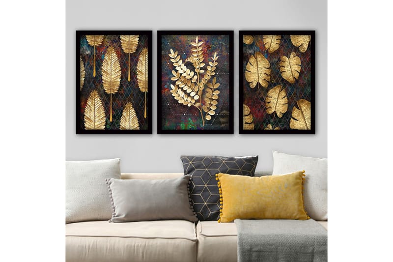 Dekorativ inramad målning 3-Delar 35x45 cm, Flerfärgad