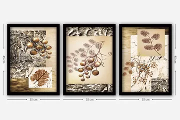 Dekorativ inramad målning 3-Delar 35x45 cm - Flerfärgad - Inredning - Tavlor & posters - Canvastavla