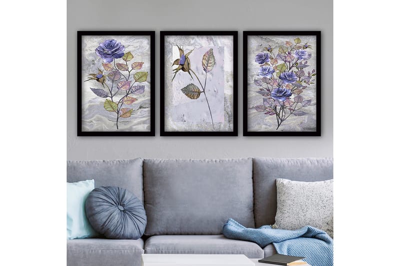 Dekorativ inramad målning 3-Delar 35x45 cm, Flerfärgad