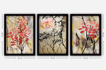 Dekorativ inramad målning 3-Delar 35x45 cm - Flerfärgad - Inredning - Tavlor & posters - Canvastavla